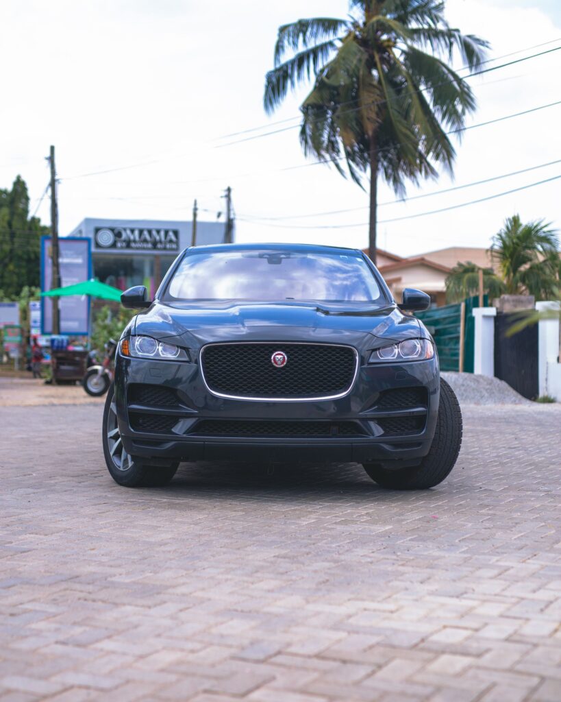 Jaguar F-Pace in dark metallic, front view