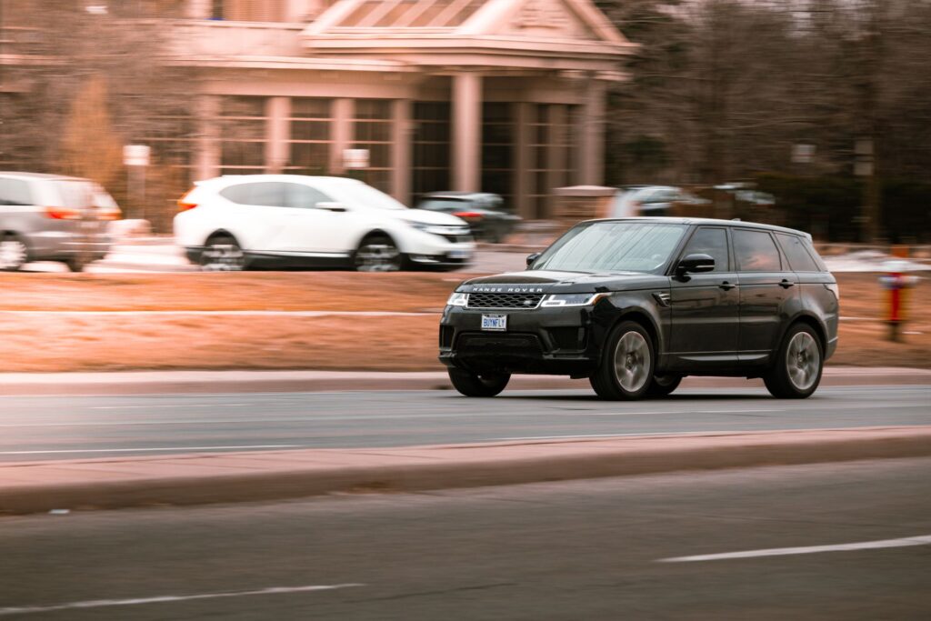 Land Rover Range Rover in motion on a city street