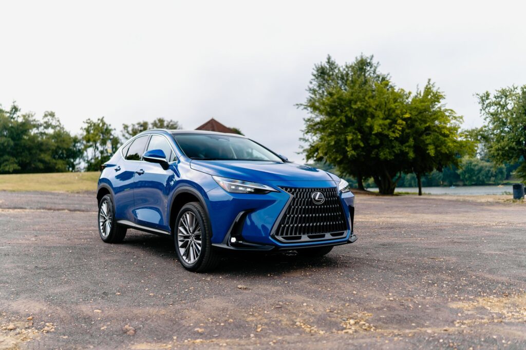 Lexus NX in blue, parked outdoors